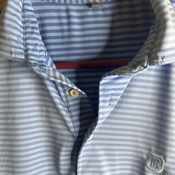 Peter Millar Summer Comfort Men's Medium Blue Striped Short Sleeve LR Logo - Picture 7 of 12